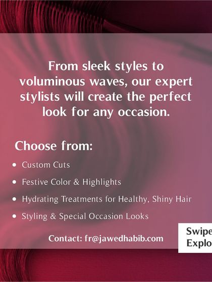 This graphic outlines the festive looks we can create for you, from custom cuts and highlights to special occasion styling. We have a service for every event on your calendar.