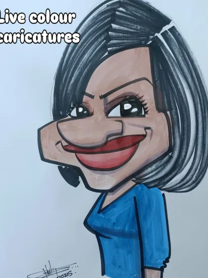 A simple yet elegant color caricature. The blue of her shirt provides a nice contrast.
