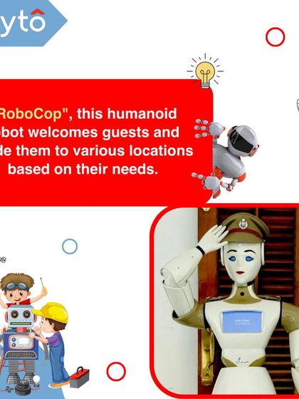 "RoboCop" is a humanoid robot designed to welcome guests and guide them to various locations based on their needs.