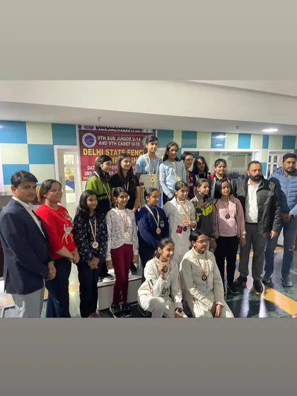 Our champion girls from the U-14 and U-18 categories at the Delhi State Fencing Championship.