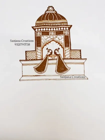 The final paper version of the peacock and palace startup design, ready to be recreated as a beautiful bridal piece.