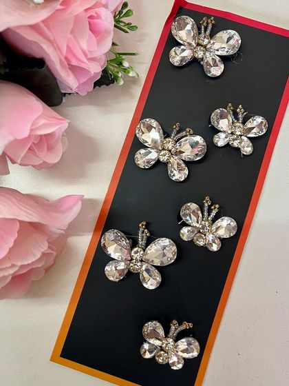 These silver crystal butterflies are perfect for a reception or engagement hairstyle, adding just the right amount of sparkle.