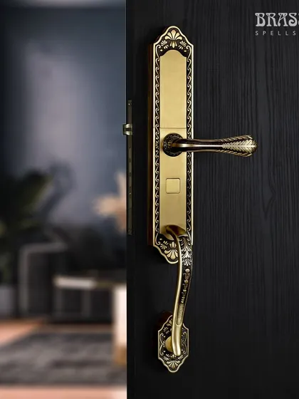 Here, our smart lock is presented in a rich antique brass finish. This demonstrates how our technology can be integrated into more traditional or heritage-inspired design schemes, providing modern security without disrupting a classic aesthetic.