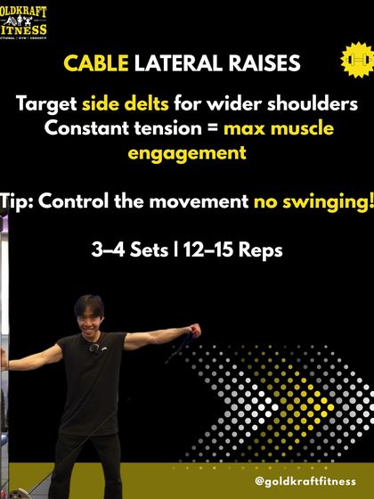 For wider shoulders, Cable Lateral Raises are fantastic because they provide constant tension on the side delts. Control the movement and avoid swinging to maximize muscle engagement.