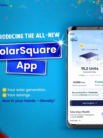 Introducing the SolarSquare App, putting the power of solar in your hands. You can track your system's real-time energy generation and see your savings grow, all with complete transparency.