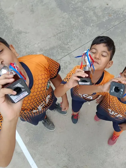 The sweet taste of victory. Three of our players celebrating with their individual trophies after the GYL Silver Cup win.