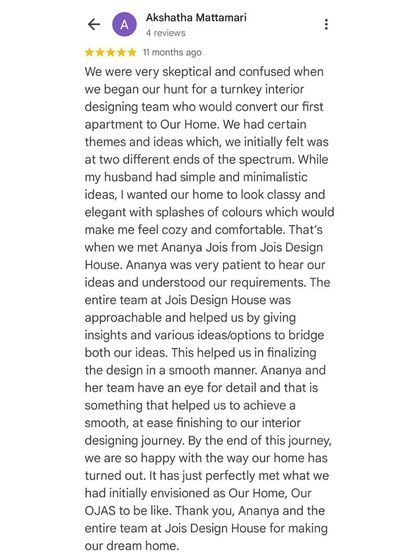 Jois Design House - Residential Interior Design & Build (Turnkey) Client Love & Press Features photo 4