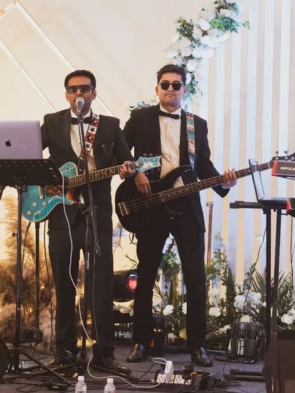 The band in full swing at a wedding reception. We love creating a joyful and celebratory atmosphere for the happy couple.