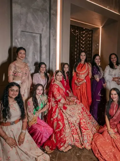I love getting the entire family ready. Here is a beautiful group portrait from a wedding where my team and I had the pleasure of doing the makeup and hair for the bride and her family members, ensuring everyone looked and felt their best.
