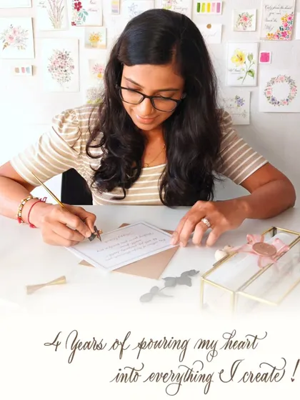 This is my peaceful corner, where I pour my heart into every piece I create. From a Chartered Accountant to a calligraphy artist, this journey has been a magical one of rediscovering my passion and sharing it with you.