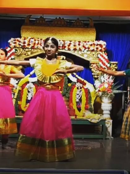 Our junior students performing at the Kanaka Purandara festival. We teach them pieces from the Dasa Sahitya, connecting them to our regional heritage.
