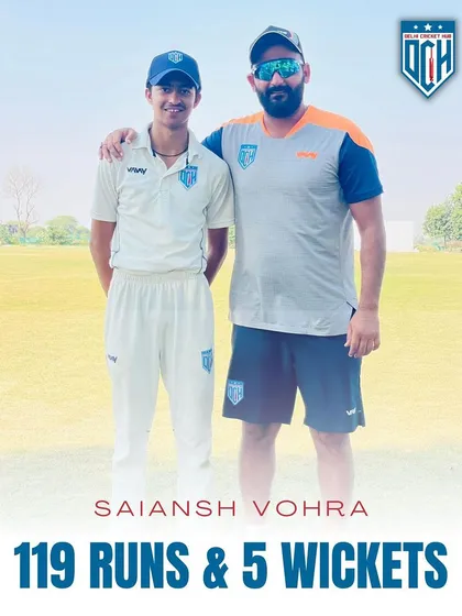 Celebrating Saiansh Vohra's all-round masterclass: 119 runs and a 5-wicket haul. This is what a complete cricketer looks like.