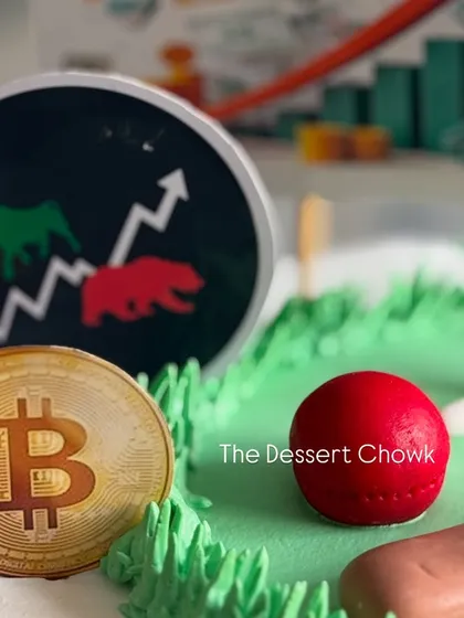 Detail of the stock market and Bitcoin toppers, perfect for someone who loves investing.