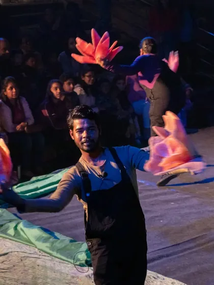 Another beautiful dance sequence from 'Aisha's Journey', where performers use large, soft puppets to create a sense of wonder and movement on stage.