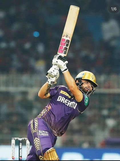 A classic shot of Rinku Singh in action for KKR. His ability to generate immense power comes from a foundation of dedicated strength and conditioning work.
