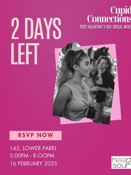 Two days until 'Cupid Connections'. This poster captures a candid, joyful moment, reflecting the type of authentic interactions I hope to foster at my events.
