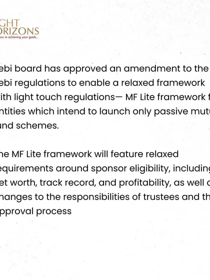 An excerpt from our bulletin on SEBI's new MF Lite framework. We explain that this framework will feature relaxed requirements for sponsor eligibility, net worth, and trustee responsibilities to encourage new entrants.