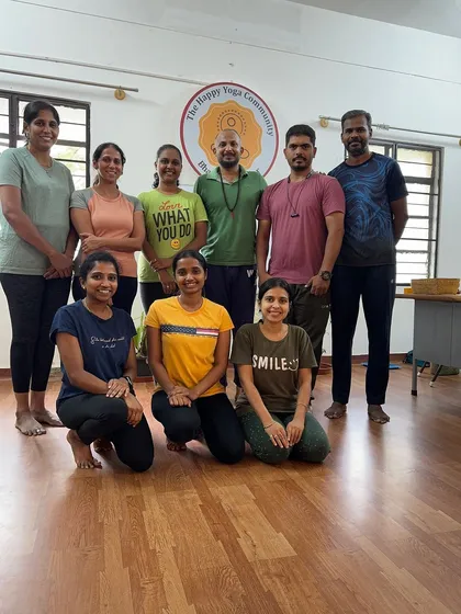 This is our Happy Yoga Community. We are a group of dedicated students and teachers, empowering each other on this journey. When you join our TTC, you become part of this supportive family.