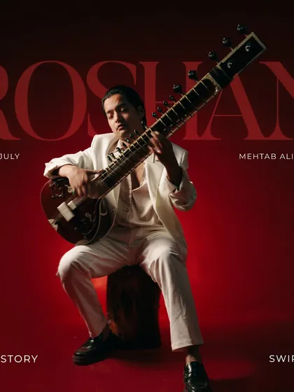 The promotional cover for my single "Roshan." This track is a heartfelt tribute to my late uncle, Roshan Ali Niazi, who was a guiding light in my musical journey. The music embodies his spirit and influence on me.