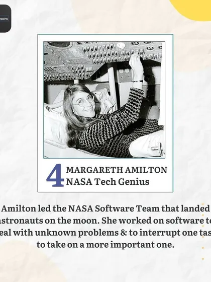 Celebrating Margaret Hamilton, the NASA tech genius who led the software team for the Apollo moon landing. Her work on error detection and recovery was critical to the mission's success.