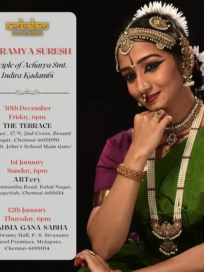 A list of my performances in Chennai during the Margazhi season. It was a blessing to perform at three wonderful venues.