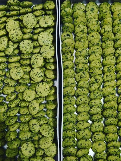 Our Hara Bhara Kebabs, made with fresh spinach, peas, and potatoes, are a great vegetarian appetizer.