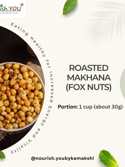 Roasted makhana (fox nuts) are a fantastic low-calorie, high-fiber snack. A one-cup portion is a generous and satisfying way to munch guilt-free while watching your favorite show.