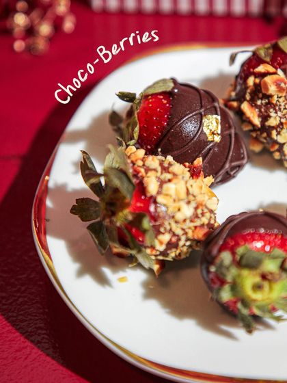 Our Choco-Berries are a Valentine's Day essential. Sweet, juicy strawberries are dipped in decadent chocolate and rolled in crunchy nuts.