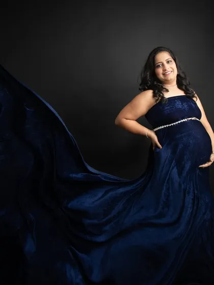 A happy and confident pose in this beautiful blue gown. Capturing my own pregnancy was a reminder of how special and fleeting this journey is.