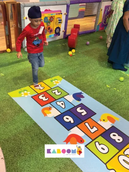 Hop, skip, and a jump! Our hopscotch mat is a fun way to practice numbers and coordination.