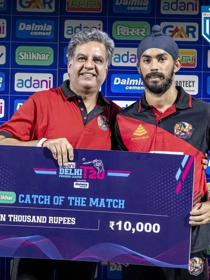 Receiving the 'Catch of the Match' award in the Delhi Premier League. Fielding is a non-negotiable skill we instill in all our players.