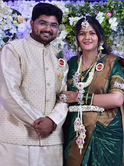 Another shot of the happy couple. His floral brooch is customized to match her jewellery set, a detail I love to add for my clients.