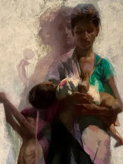 A slightly different crop of the "Love & Hunger" painting.