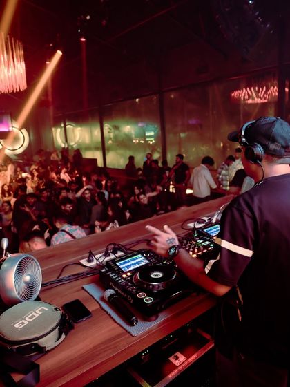 The view from the side of the DJ booth at Sinq, Goa.