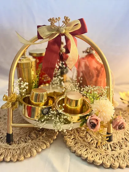 Gifting should feel personal, even when it's for corporate clients. This luxury Diwali hamper, featuring brass coffee cups and festive details, was designed to bring warmth and joy to coffee lovers.