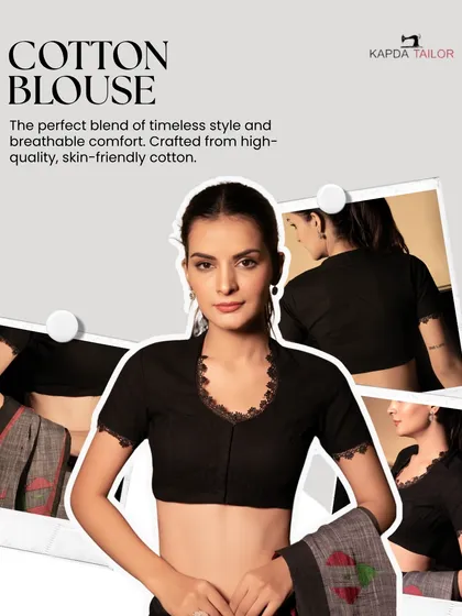 Say goodbye to stickiness and hello to softness. Our Sulb Cotton blouse, shown here in classic black with lace trim, is tailor-made for hot, humid days to keep you cool and stylish.