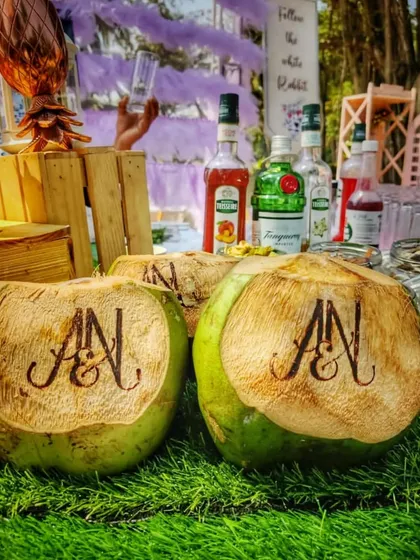 It's the small details that make a big impact. I offer custom engraved coconuts with your wedding monogram, serving as a unique and refreshing welcome drink for your guests at your destination wedding or daytime event.