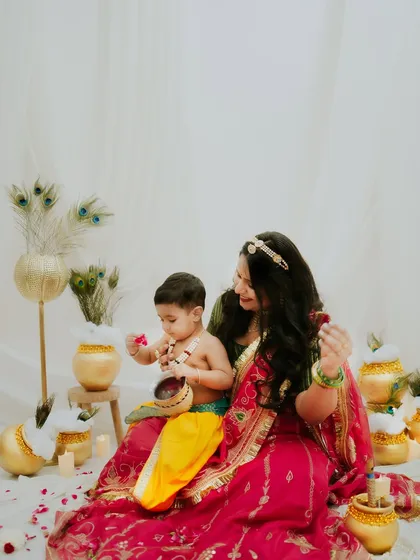 Exploring the props together. These sessions are about creating a fun and interactive experience for both mother and child.