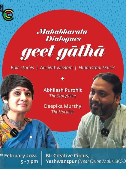A unique storytelling performance, "Mahabharata Dialogues: Geet Gatha." This event combines epic stories from the Mahabharata with live Hindustani music for a melodic and captivating narration.