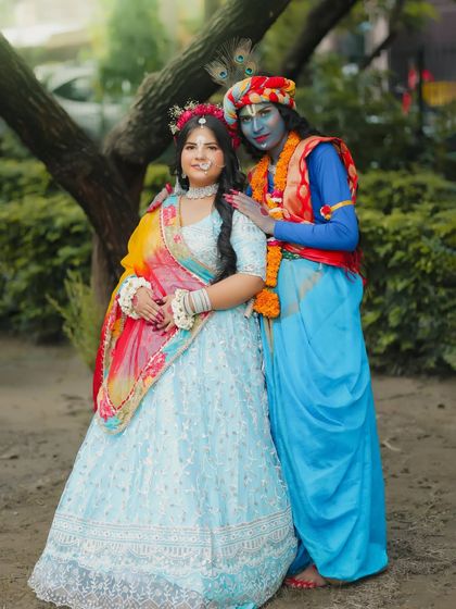 A full-length portrait of the divine couple, capturing the essence of their story.