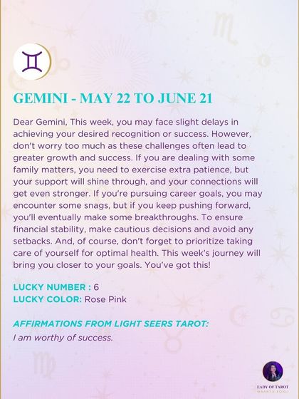 This weekly tarot reading for Gemini suggests that while success may be slightly delayed, the challenges you face will lead to greater growth. It’s a message of patience and perseverance.