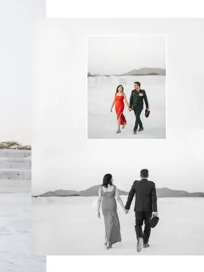 An artistic collage from the army-themed shoot, blending different compositions to tell a complete story.