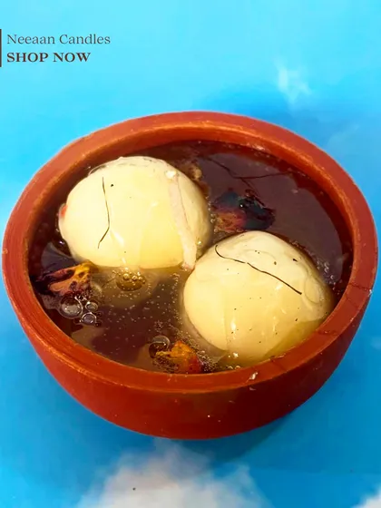 Not edible, but just as sweet. Our Rasgulla candle in a traditional earthen pot is for when your room deserves a dessert too.
