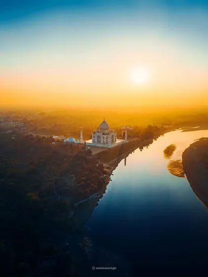 This is the shot I dreamt of for years. Flying my drone at a safe distance as the sun rose over the Taj Mahal, I captured this moment where the monument of love seemed to float between the sky and the Yamuna river. This is the kind of epic, once-in-a-lifetime visual I strive to create for every project.