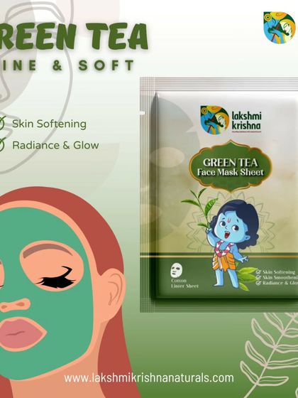 Our Green Tea Face Mask Sheet is perfect for softening the skin and adding radiance. Green tea's antioxidant properties help to soothe and rejuvenate your complexion.