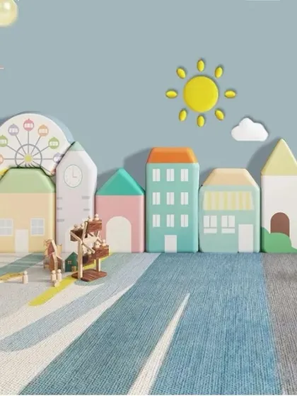 A whimsical illustration of a play town, sparking imagination for the fun to be had.
