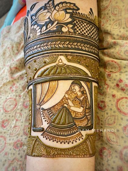 These images show various stages of my portrait and narrative work, from initial outlines to the final filled designs.