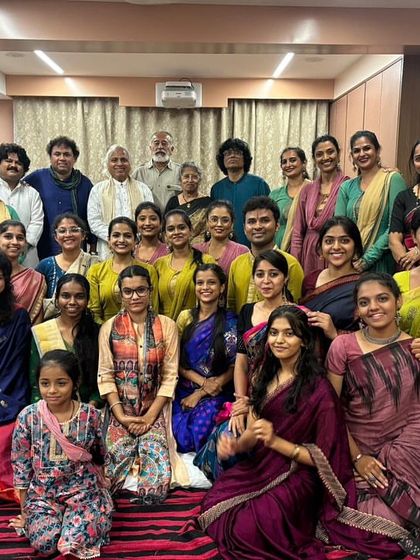 A group photo with all the artists and guests after my performance at the inauguration of Nad-roop Bhate Sangeet Avakash. It is always a joy to be surrounded by fellow music lovers.