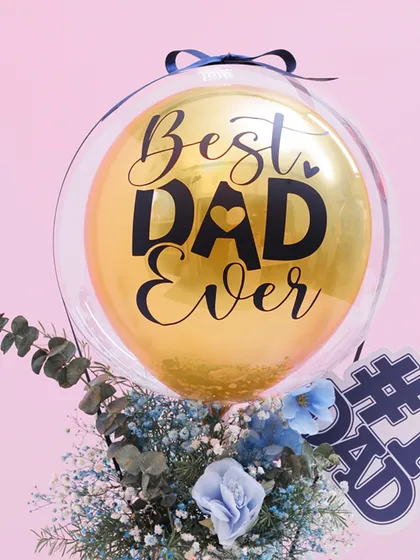 The "Best Dad Ever" balloon and floral arrangement. This mini bouquet is a heartfelt gesture for the dad who appreciates beauty and thoughtfulness.