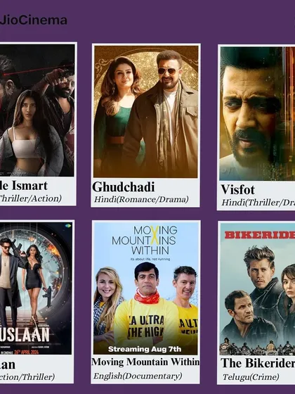 Action, romance, and documentaries are all available on JioCinema. Plan your next movie night with these exciting options.